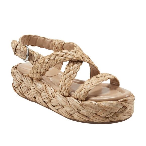 Marc Fisher Genie Espadrille Platform Sandal 6M Raffia Summer Strappy Feminine - Picture 1 of 12